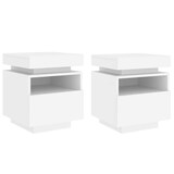 thumbnail of Armoires de chevet avec lumières LED 2 pcs blanc 40x39x48,5 cm – Modèle Rosée