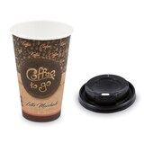 thumbnail of 100x Kaffeebecher XL 'Latte Macchiato' mit Trinkdeckel schwarz 400 ml 510 ml