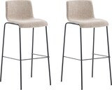 thumbnail of CHEFGASTRO 2er Set Barhocker MAUI Stoff 4-Fuﬂ Gestell Schwarz HxBxT 100x43x48cm Stoff Creme Barstuhl