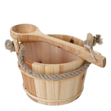 thumbnail of Secchio per sauna con inserto HWC-B26, accessori sauna secchio per sauna mestolo per infusione, legno di pino 3,5 L ~ marrone chiaro