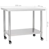thumbnail of vidaXL Küchen-Arbeitstisch mit Rollen 100x45x85 cm Edelstahl
