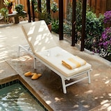thumbnail of Auflage für Sonnenliege und Gartenliege wasserdicht abziehbar 8 cm, gepolstertes Komfortkissen mit Haken und Gurten, Garten, Terrasse - Creme