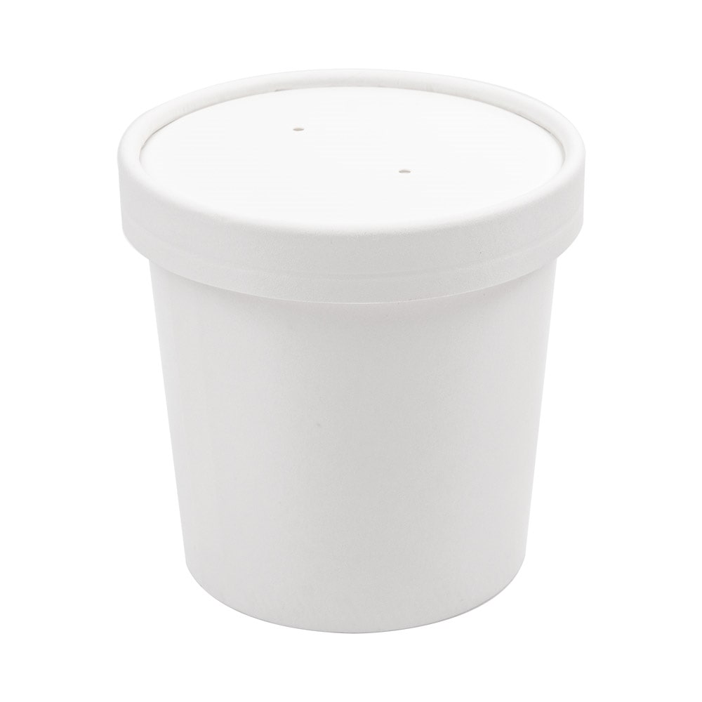 Recipientes Com Tampa 360 Ml 18Pe + 340 + 18 Pe G/M2 Ø9/7,2X8,4 Cm Branco Cartão (250 Unidades)