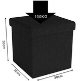 thumbnail of Intirilife Faltbare Sitzhocker 30x30x30 cm in PIANO SCHWARZ - Sitzwürfel Fußhocker Aufbewahrungsbox mit Stauraum und Deckel aus Stoff mit Mulden