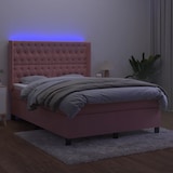 thumbnail of vidaXL Boxspringbett mit Matratze & LED Rosa 140x190 cm Samt