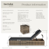 thumbnail of tectake 2 tumbonas de ratán CARBONERA, respaldo ajustable, mesa auxiliar, resistente a intemperie, natural