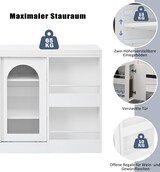 thumbnail of Bartisch ausziehbar Weiß 122x40x77 cm mit 360 Grad Drehplatte Stauraum Glasschiebetüren höhenverstellbaren Einlegeböden Kücheninsel