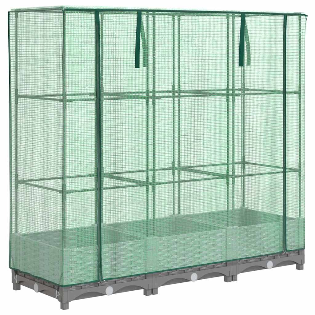 vidaXL Hochbeet mit Gewächshaus-Aufsatz Rattan-Optik 120x40x123 cm