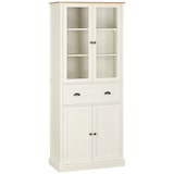 thumbnail of HOMCOM alacena de cocina aparador de comedor con 2 puertas de vidrio 1 cajón y baldas ajustables mueble auxiliar de cocina para salón 76x40x182,5 cm