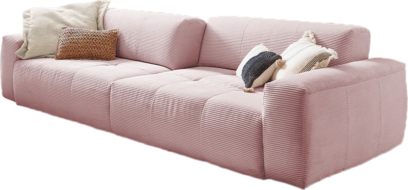 KAWOLA Big Sofa PALACE 3-Sitzer mit Sitztiefenverstellung Cord rosa
