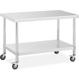 thumbnail of Royal Catering Mesa de acero inoxidable con ruedas - PREMIUM - 70 x 120 cm - 158 kg -
