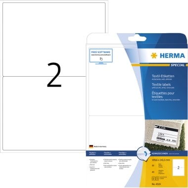 HERMA Textiletikett 4519 Seide 199,6x143,5mm ws 40 St./Pack.