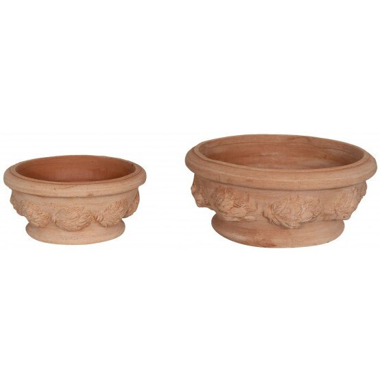 Set 2 Ciotole in Terracotta 100% Made in Italy interamente Lavorata a Mano Design Elegante Resistente Decorazione Casa Esterni Interni