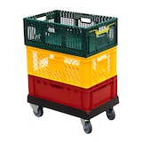 thumbnail of Transportroller für Kisten 60 x 40 cm mit 2 Bock- und 2 Lenkrollen in Schwarz