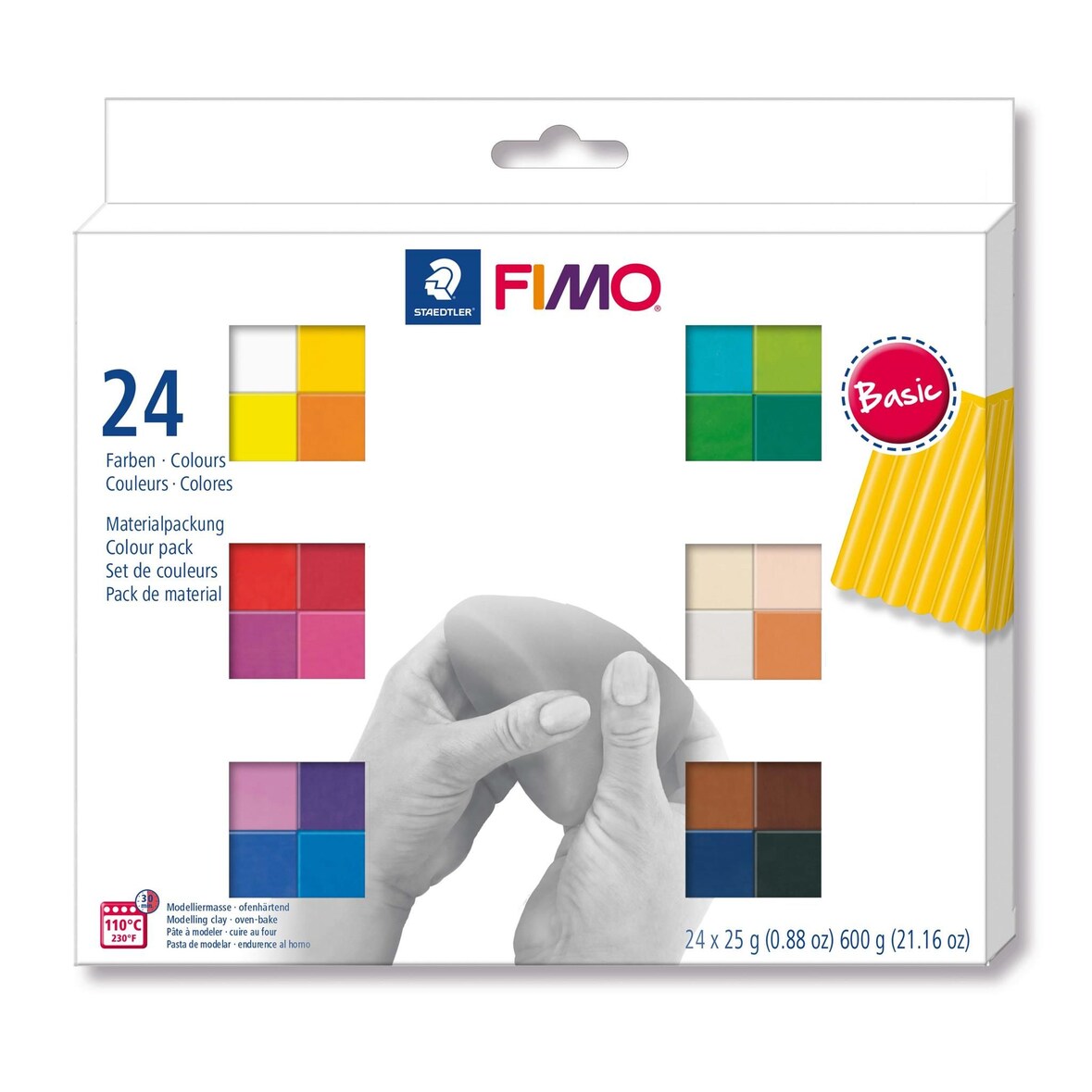Modelliermasse FIMO® soft -Basic Colours-, 500 g, sortiert 24 x a 25 g