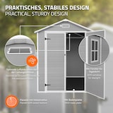 thumbnail of ECD Germany Gartenhaus wetterfest 2,3m², Gerätehaus aus Kunststoff, 151x182x220 cm, Hellgrau, Geräteschuppen Gartenschuppen Outdoor Aufbewahrung