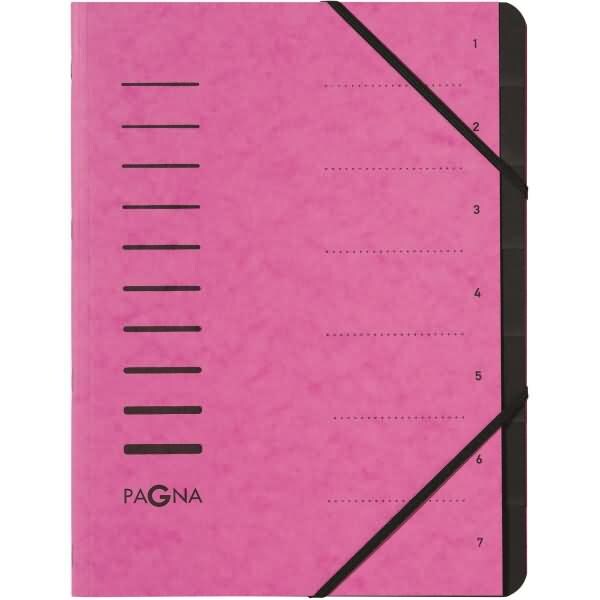 Ordnungsmappe A4 7 Fächer dunkelrosa 1-7