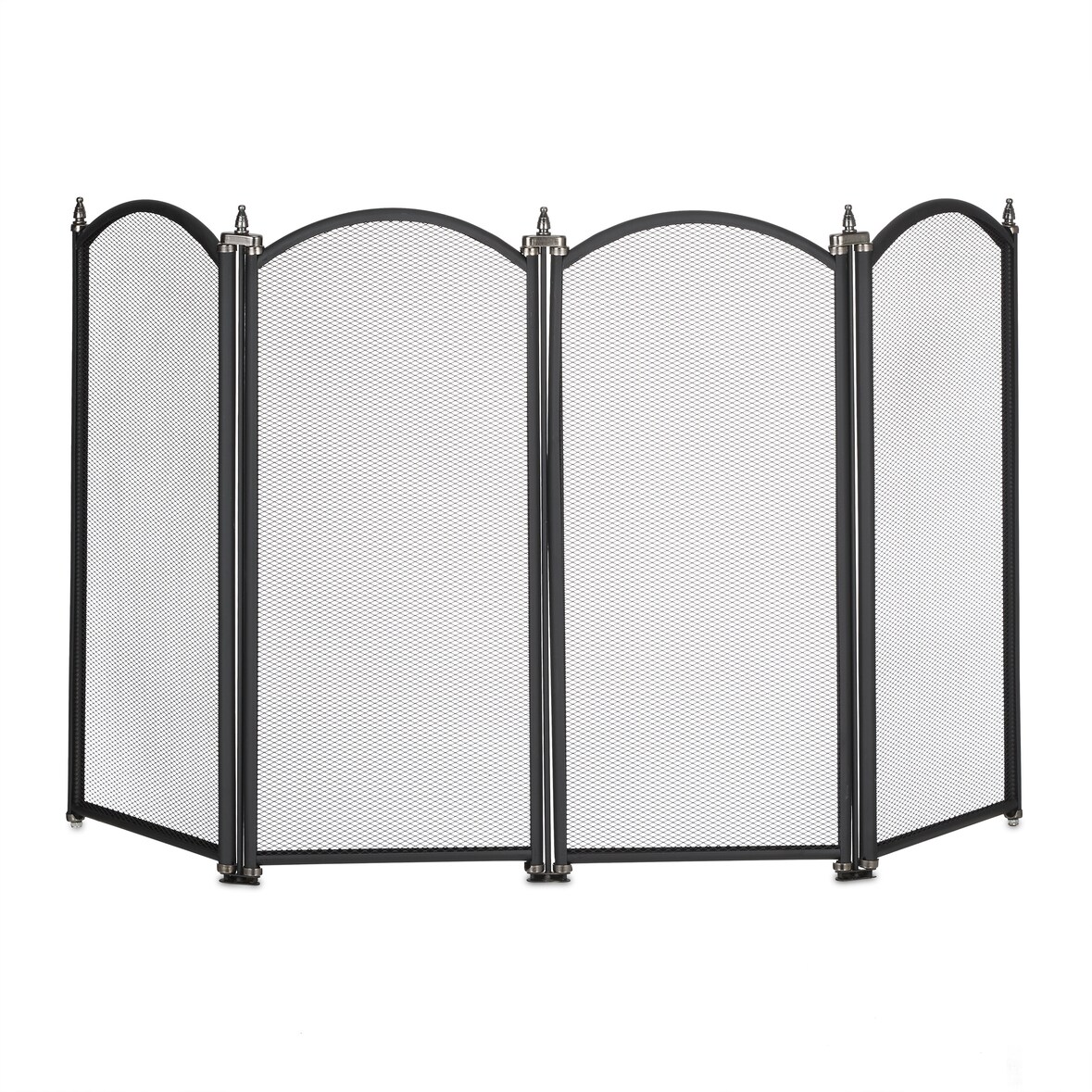 Relaxdays Funkenschutzgitter, 4 teiliges Gitter gegen Funkenflug, Kamin Funkenschutz, HxB: 54x97,5 cm, Metall, schwarz