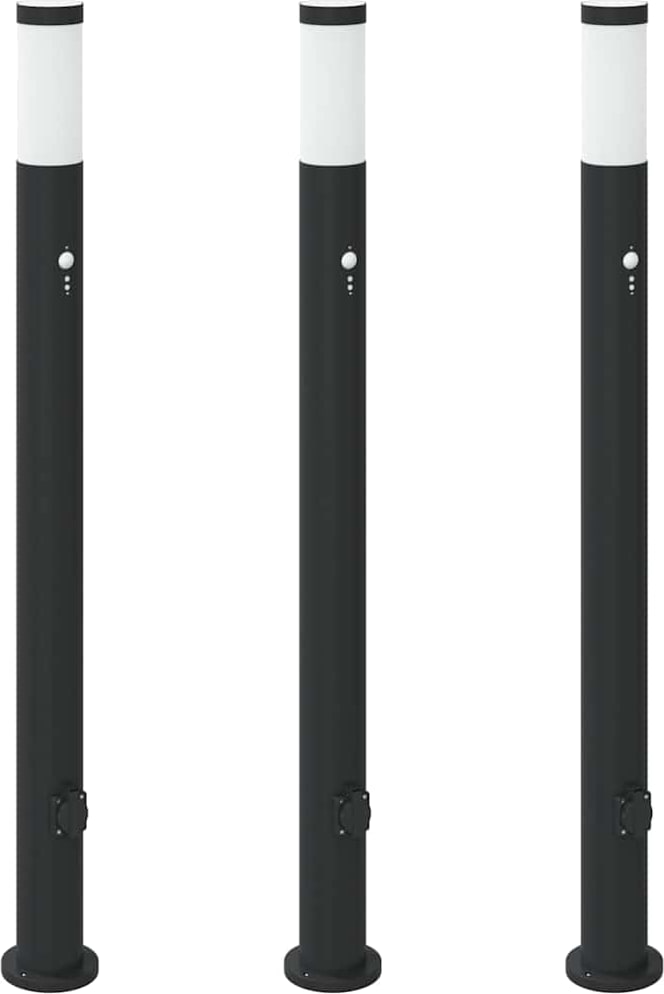 vidaXL Pollerleuchten mit Sensor&Steckdose 3er 110 cm Edelstahl IP44