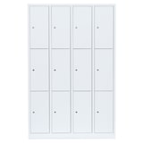 thumbnail of Lüllmann® Schließfachschrank, 4 Abteile, 12 Fächer, 1800 x 1170 x 500 mm, signalweiß