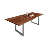 thumbnail of Esstisch Baumkante massiv Akazie nussbaum 260 x 100 silber MILO