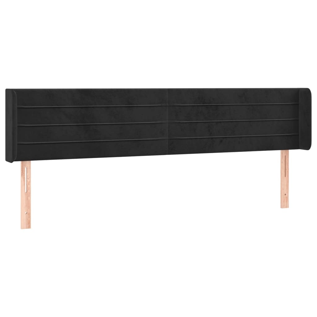 vidaXL Kopfteil mit Ohren Schwarz 163x16x78/88 cm Samt