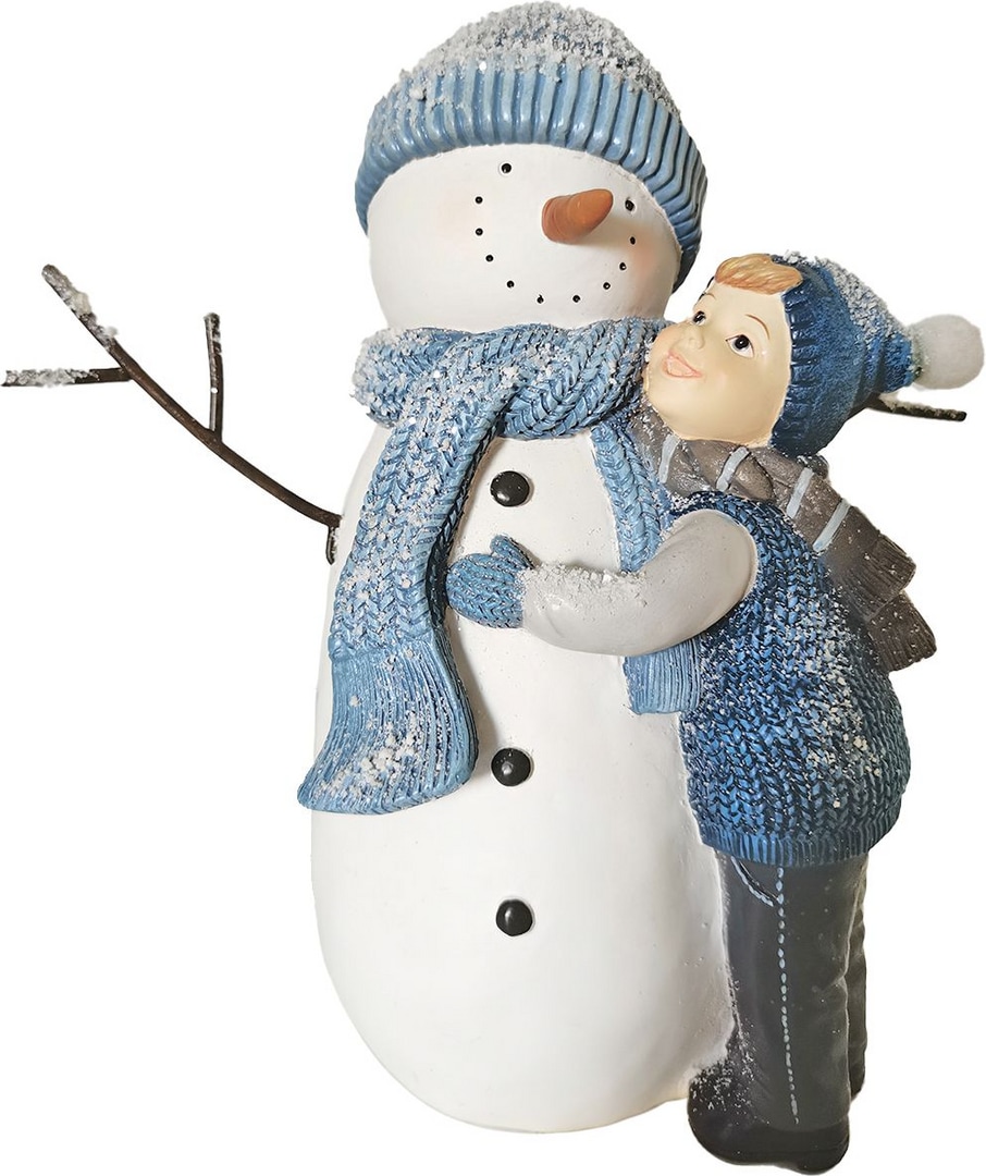 Tarrington House Schneemann mit Kind, Polyresin, 20 x 10 x 21 cm, mit Schneeflockenmustern