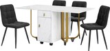 thumbnail of Essgruppe Esstisch mit 4 Stühlen 150x80x76 cm klappbarer Küchentisch Set gepolsterte Samtstühle mit Rückenlehne MDF Tischplatte Metallbeine Weiß