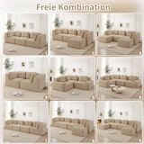 thumbnail of Merax 2-Sitzer Modulares Sofa mit Hocker, Cloud Sofa Cord rahmenlos, Lounge Sofa bodennah, mit breiten Armlehnen, Beige