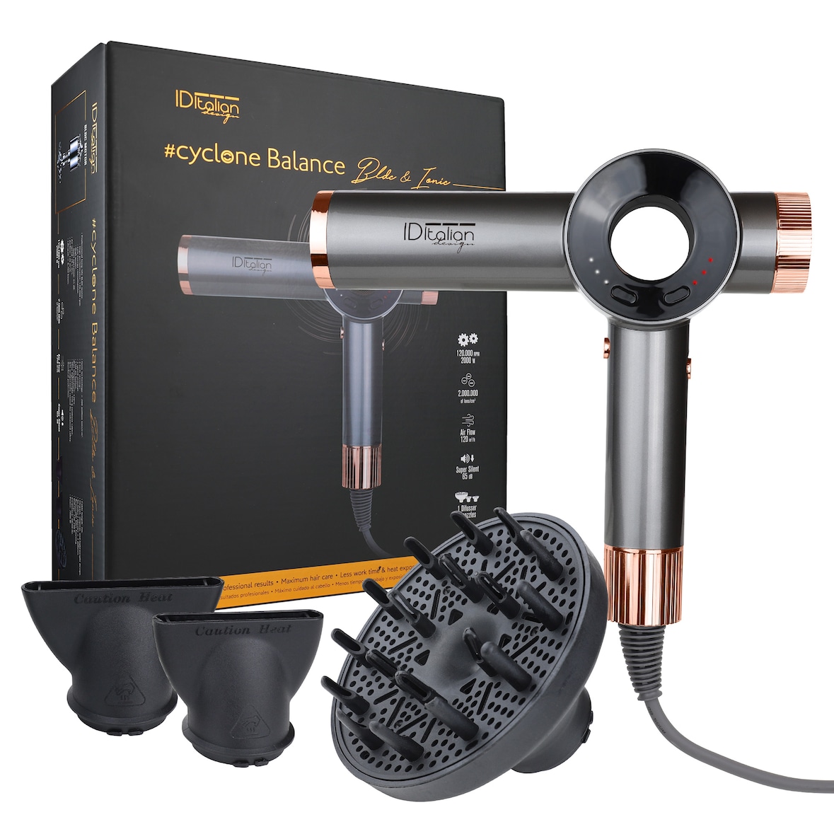 Asciugacapelli Italian Design Cyclone Balance BLDC grigio