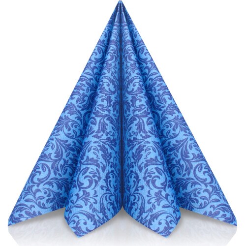 Airlaid Serviette Ornaments in Blau, 40 x 40 cm, 50 Stück