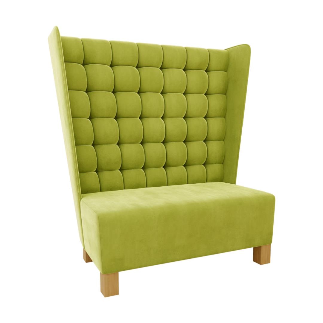 Gastro Sitzbank | Ohrenbank | hellgrüner Samtstoff | 150 cm breit |