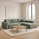 thumbnail of Hoekbank met rechte 3-zits chaise longue van stof, groen