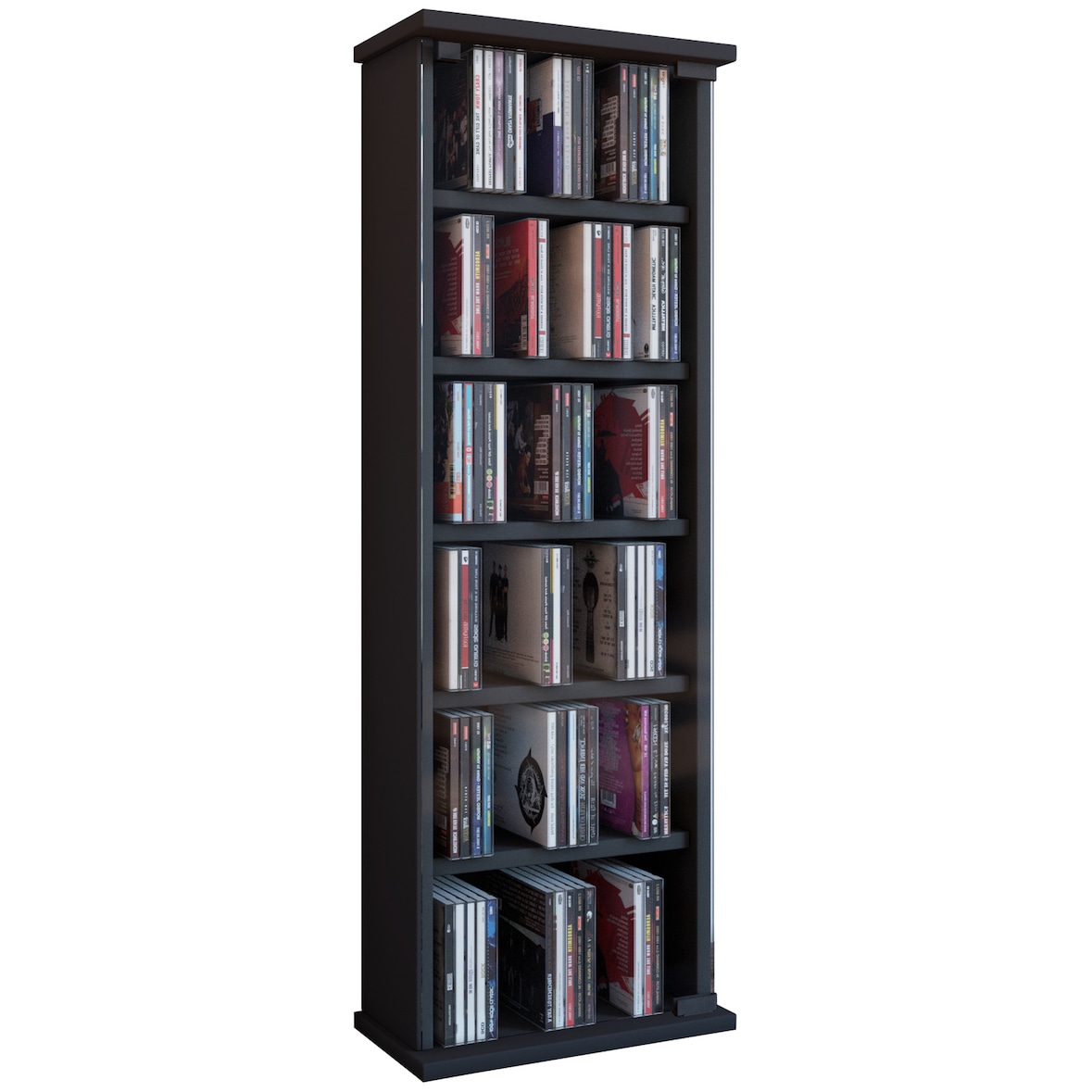 Vetro Regal mit 1 Glastür 6 Fächer schwarz.