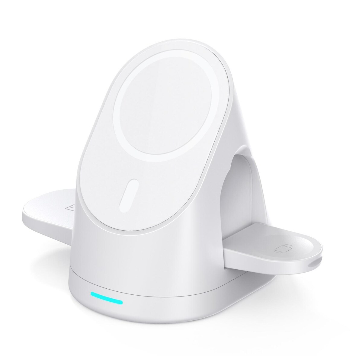 Chargeur Sans Fil 3 En 1 Pour Smartphone iWatch AirPods Avec Support Magnétique Blanc YONIS