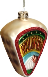 thumbnail of Christbaumschmuck 11cm Glas Blauschimmelkäse Figur Handbemalt & mit Glitzer Weihnachtsbaum Anhänger Weihnachten Weihnachtsbaumschmuck Essen Käse