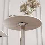 thumbnail of HOMCOM mesa de bar redonda con altura ajustable 67-93 cm, Ø60 cm, giratoria 360°, con base redonda de metal cromado, para bistró, cocina, natural
