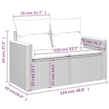 thumbnail of vidaXL Tuinbank 2-zits met kussens poly rattan zwart