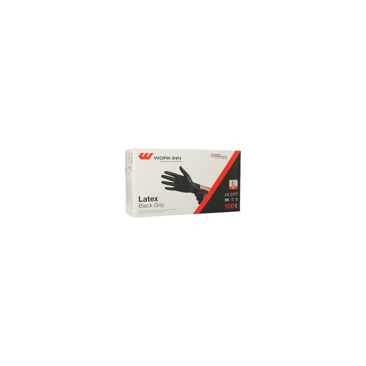 1000 WORK-INN/PS Handschuhe, Latex puderfrei Black Grip schwarz Größe L