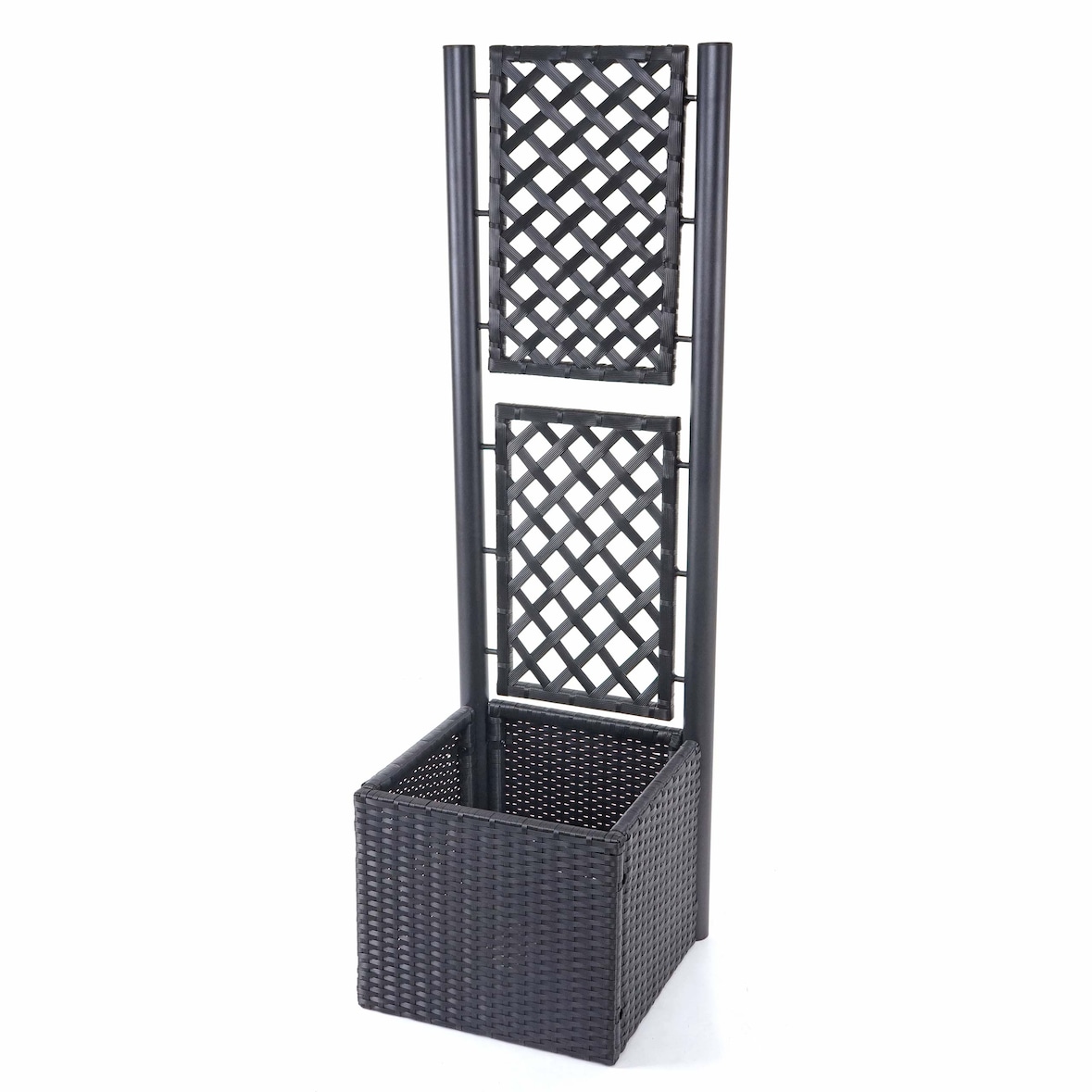 Treliça de poli-rattan HWC-D76, caixa de plantas para trepar, 142x43x43cm ~ antracite