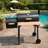 thumbnail of Barbecue A Carbone Con Affumicatore Laterale BBQ Con Termometro Integrato Griglie Cromate Ripiano E Maniglie Griglia 109.5 x 59 x 116 Cm Nero