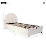 thumbnail of Einzelbett 90x200 mit hydraulischem Stauraum, gepolstertem Kopfteil, Bouclé-Stoff, stabilem Lattenrahmen, geräuschdämpfenden Polstern  Beige