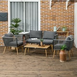 thumbnail of Outsunny Juego de Muebles de Jardín de Ratán 4 Piezas Juego de Conversación Incluye Sofá de 2 Plazas 2 Sillones y Mesa de Centro Cojines para Terraza