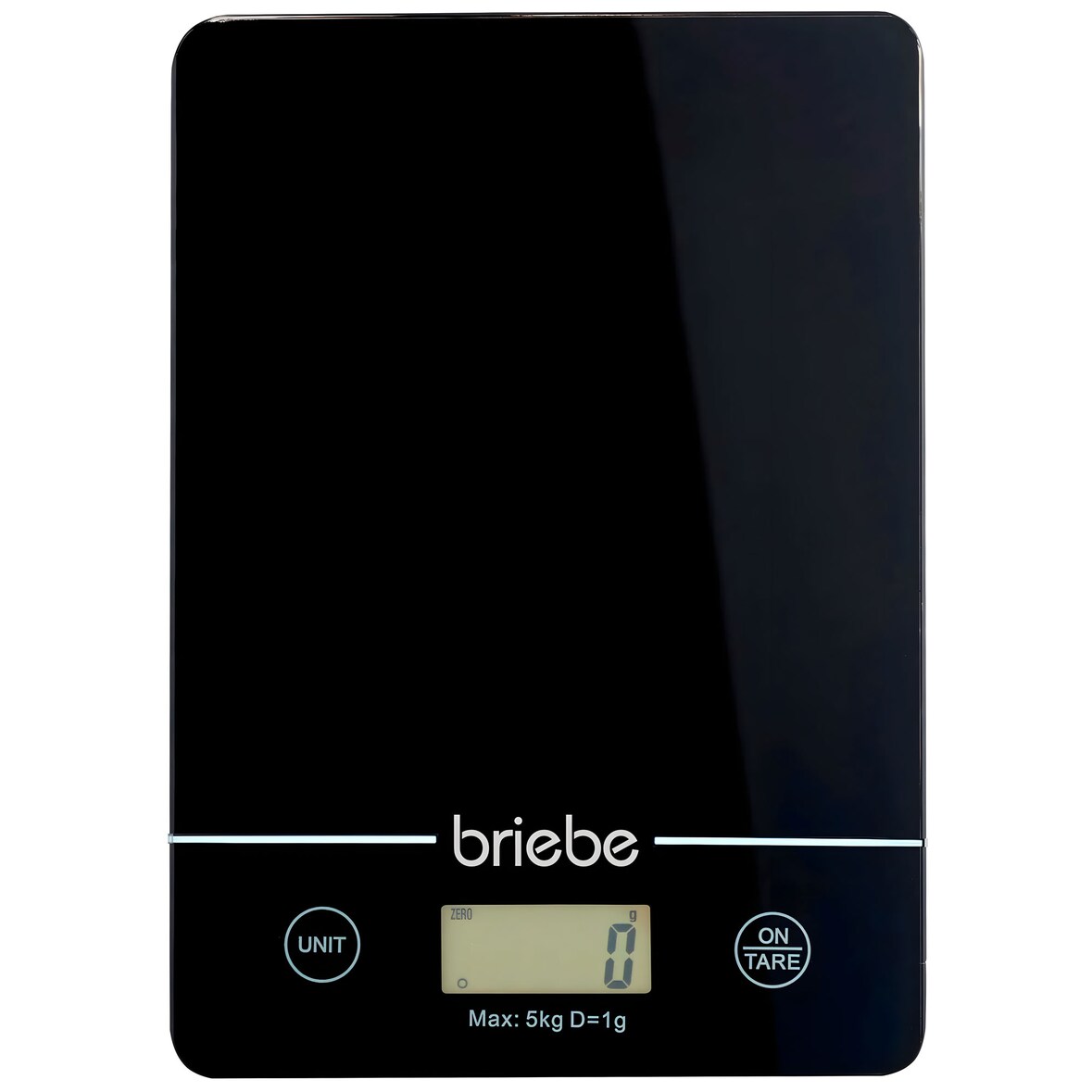 Briebe KW1163 Digitale Küchenwaage Hochpräzise, Lebensmittelgewicht bis zu 5 kg, TARE-Funktion, Schwarz