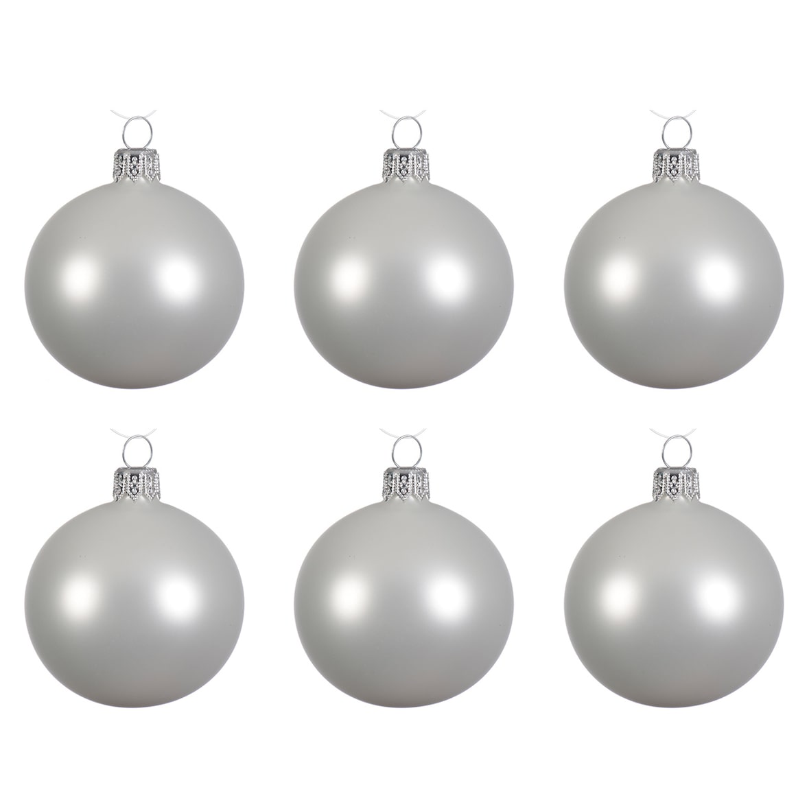 6 Weihnachtskugeln 6cm Glas mundgeblasen Christbaumkugeln weiß matt