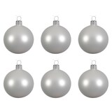 thumbnail of 6 Weihnachtskugeln 6cm Glas mundgeblasen Christbaumkugeln weiß matt