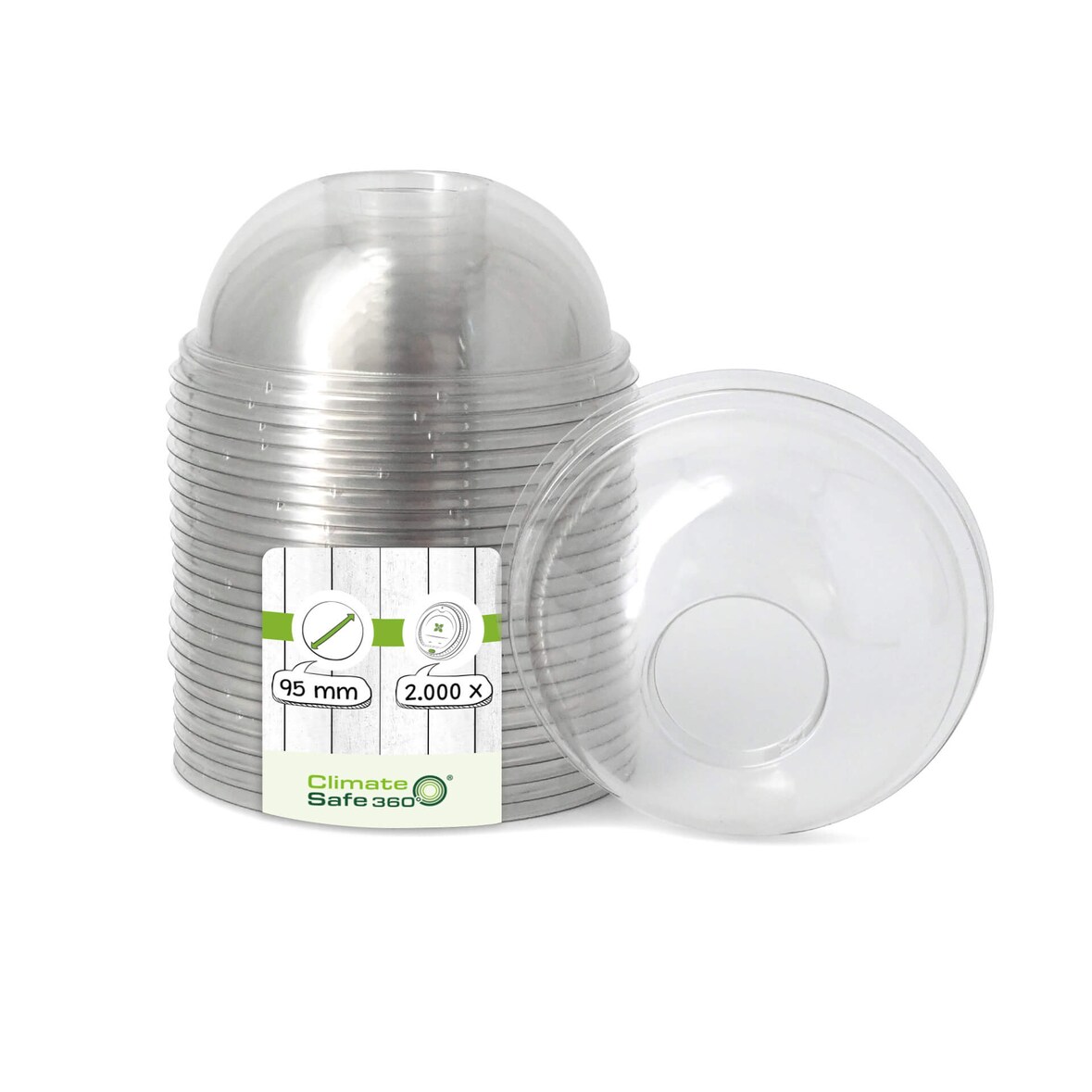 greenbox - rPET-Domdeckel Ø 95 mm, geschlossen, 2000 St.
