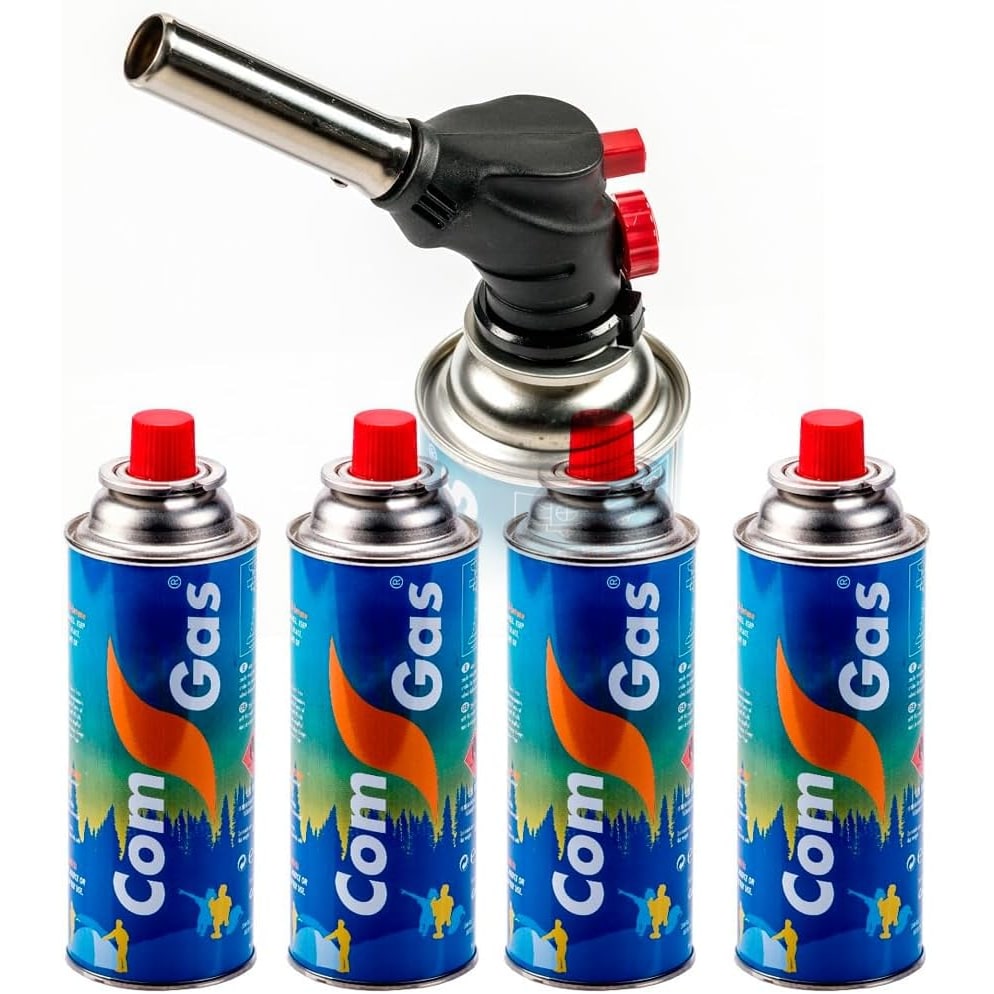 Set soplete flambeador con 4 cargas de Gas