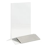 thumbnail of Securit® verwijderbare dubbelzijdige acryl tafeldisplay met roestvrijstalen voet-A6