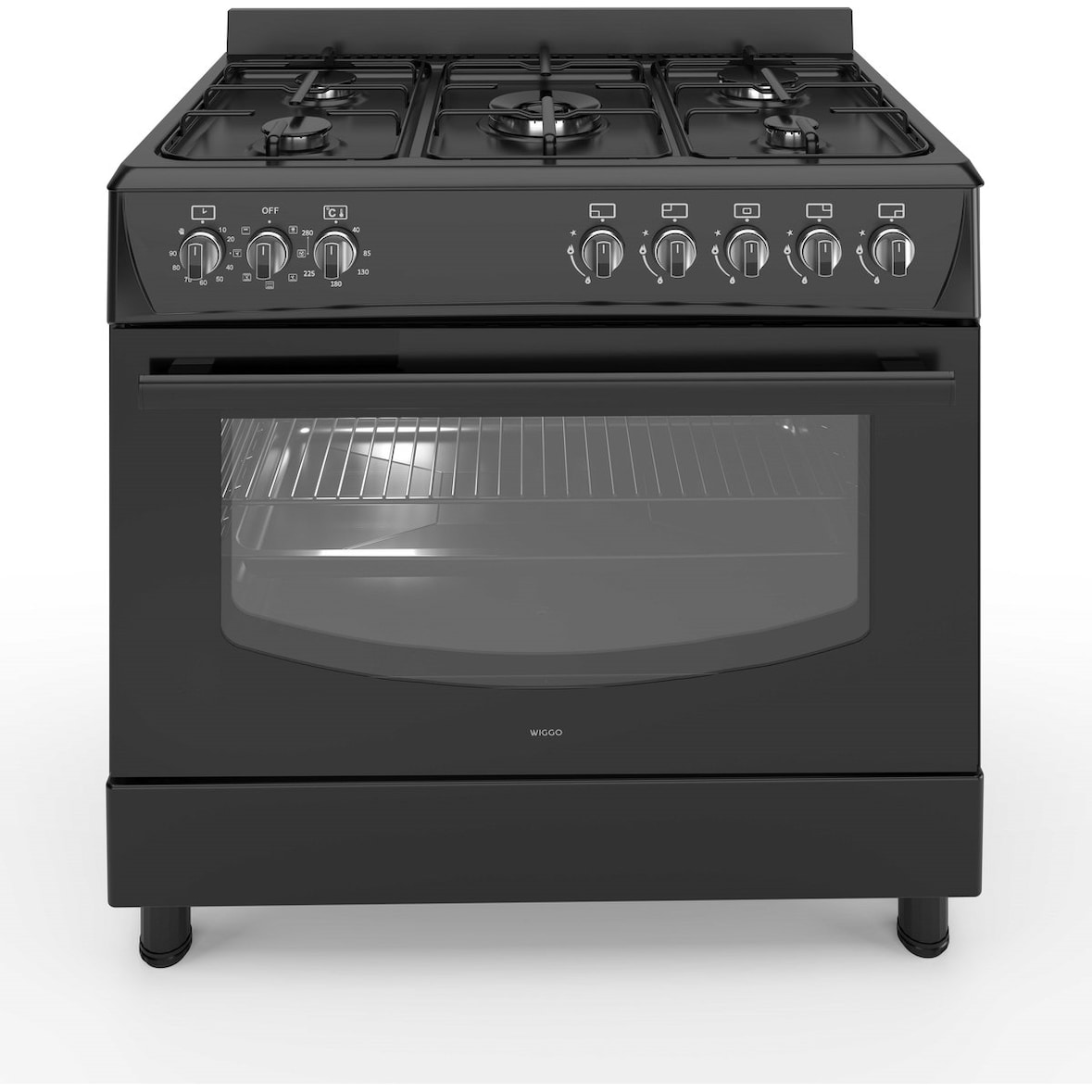 Wiggo WO-E903B(BB) Vrijstaande Gasfornuis - 90 cm - Zwart